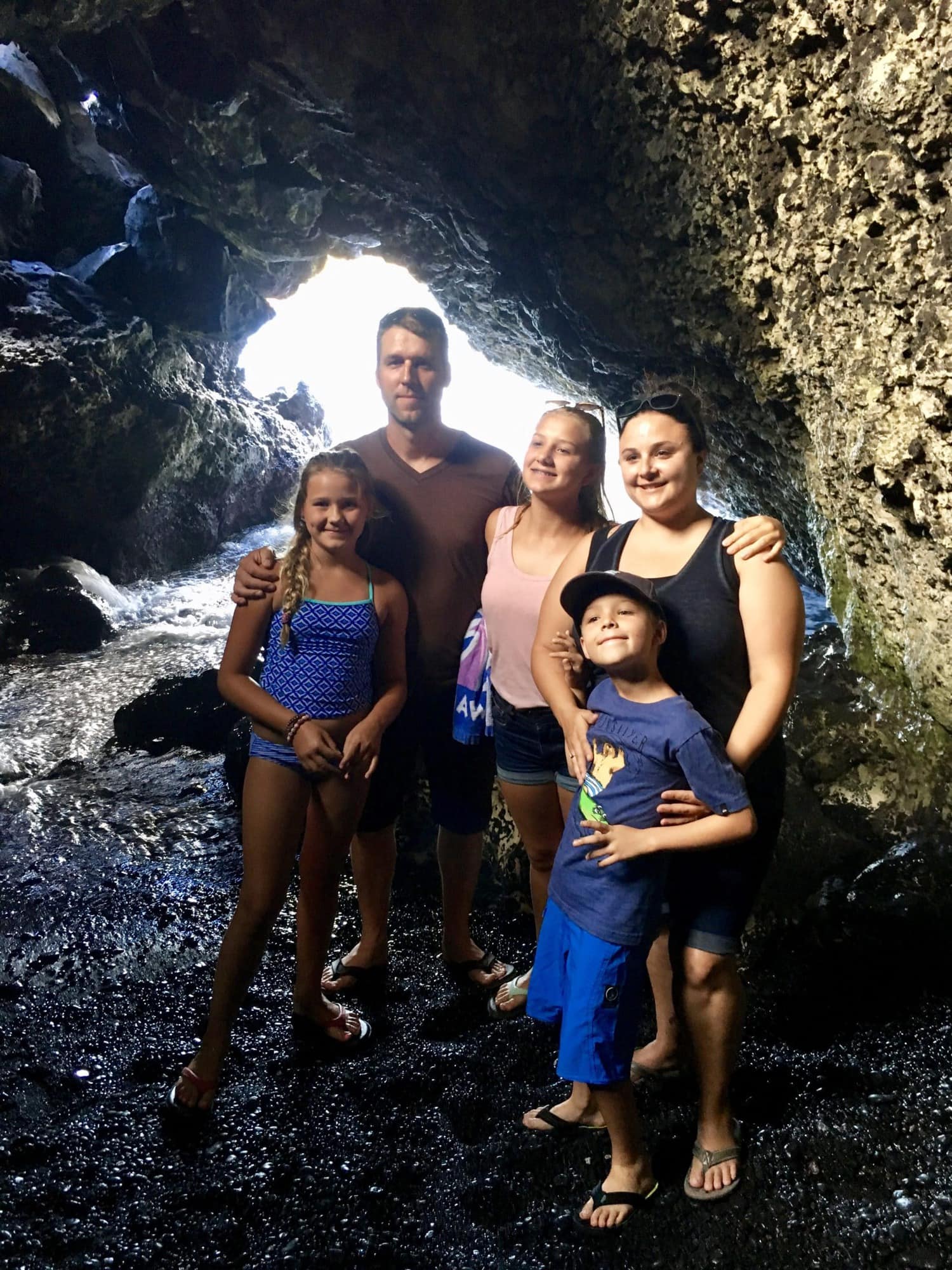 Inside the cave at Wai'anapanapa State Park in Maui, Hawaii