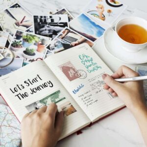 Writing in a travel journal