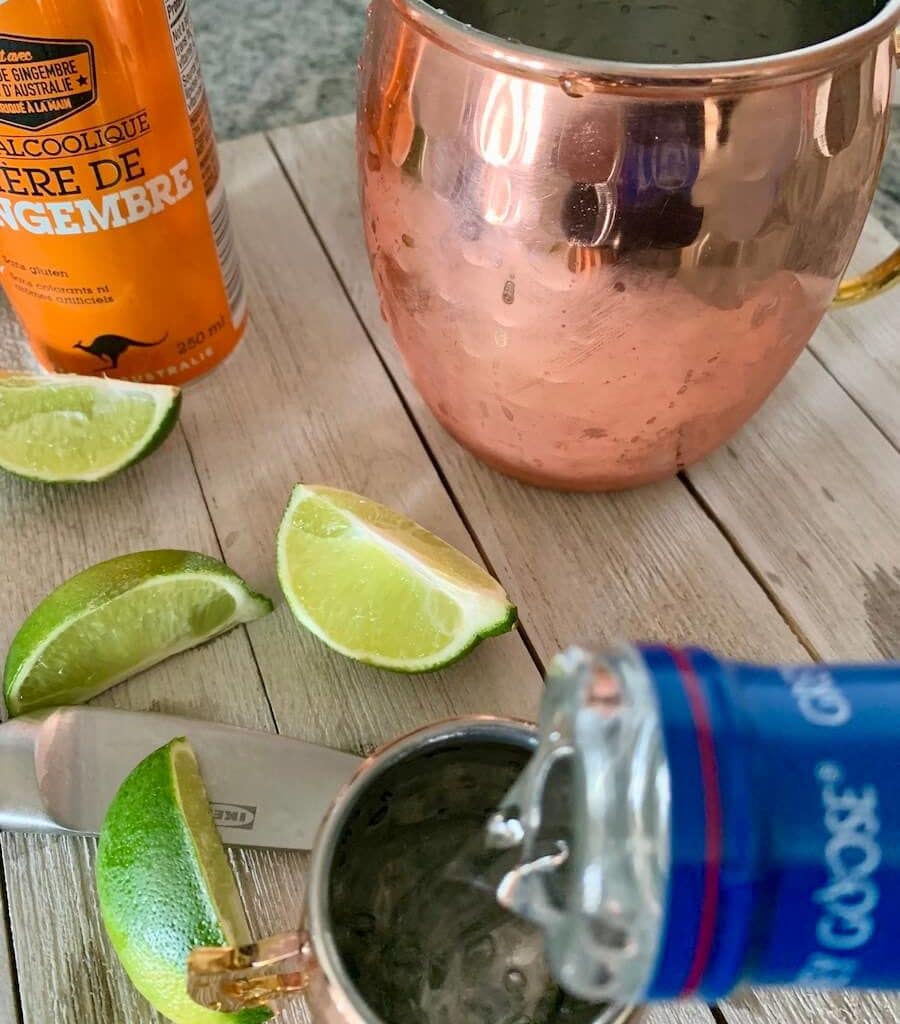 Pouring Vodka for Moscow Mule