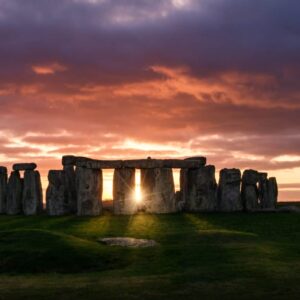 Sun Setting betwen the stones of Stonehenge