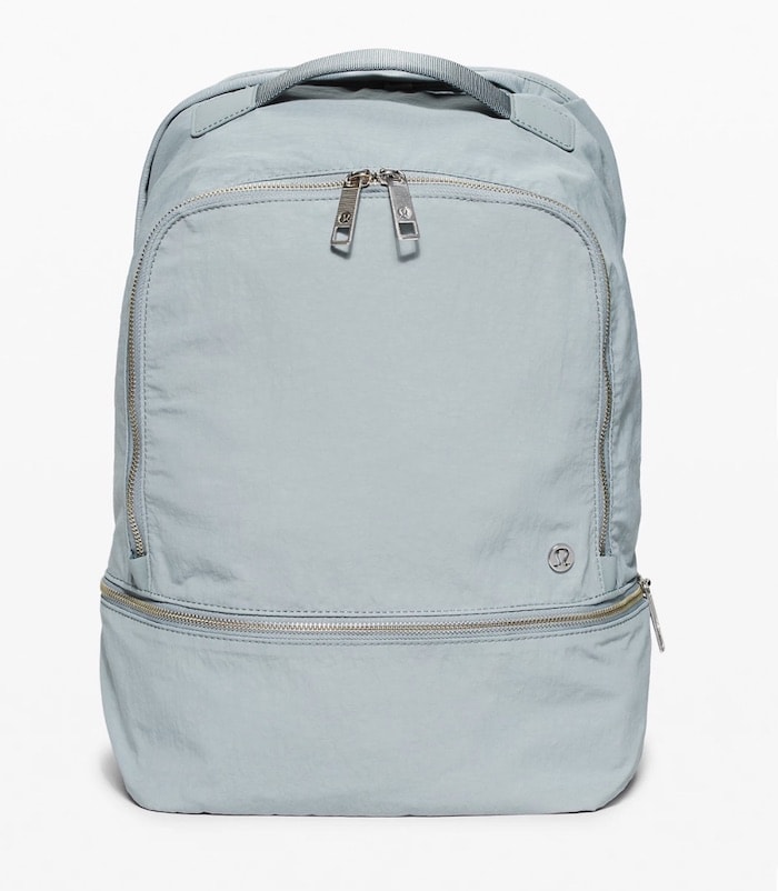 A light blue backpack from Lululemon